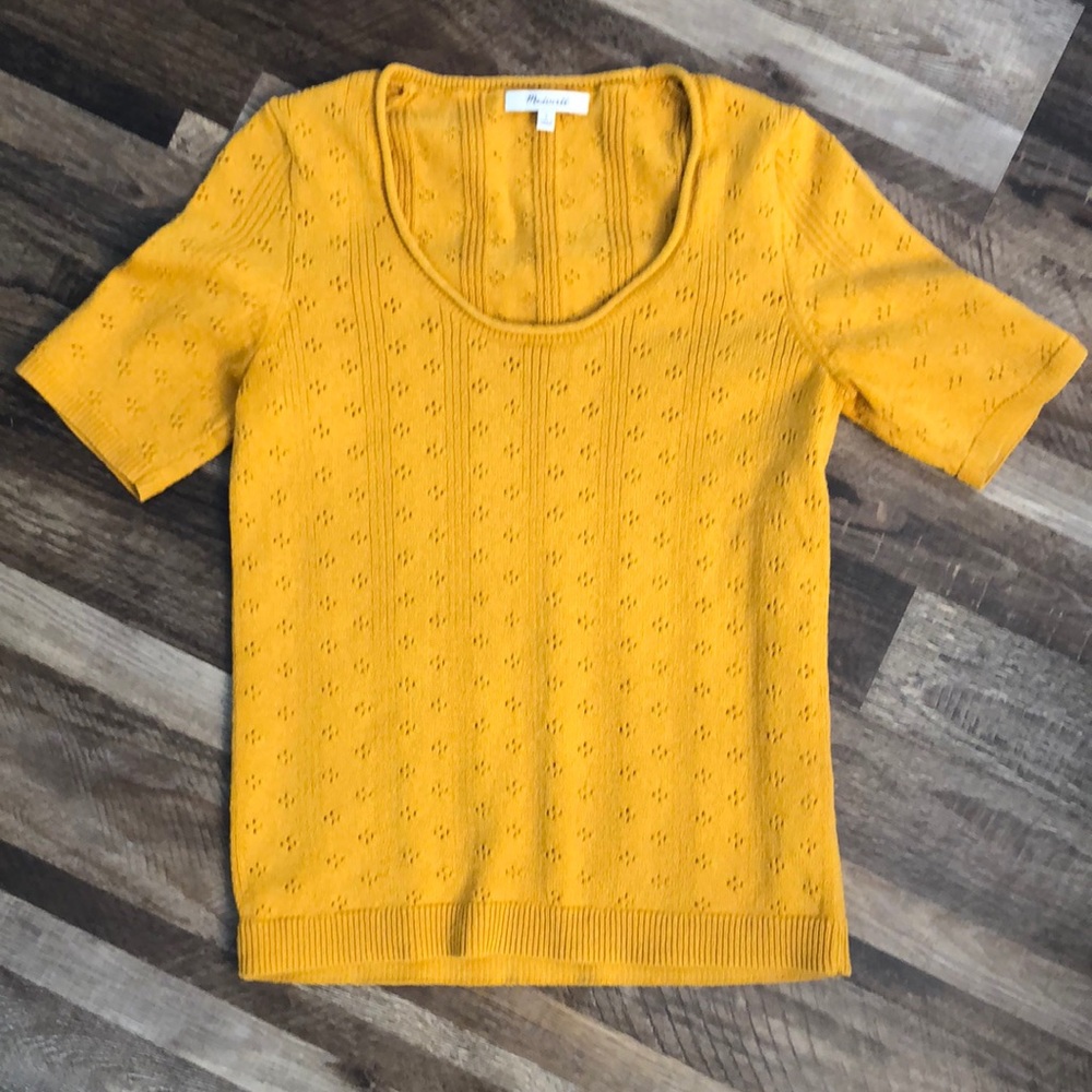 Madewell Gold Pointelle Willford Sweater Tee